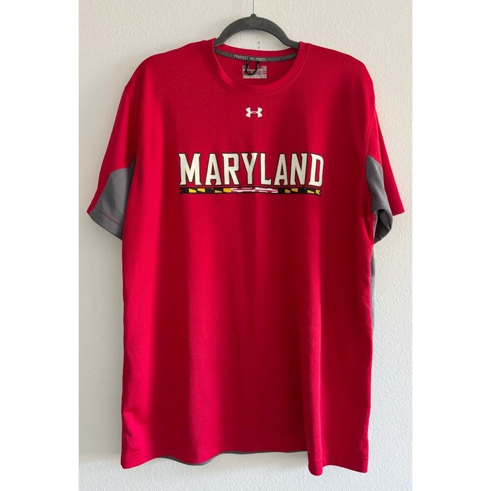 Under Armour Maryland Terrapins Red Athletic T-Shirt Large
